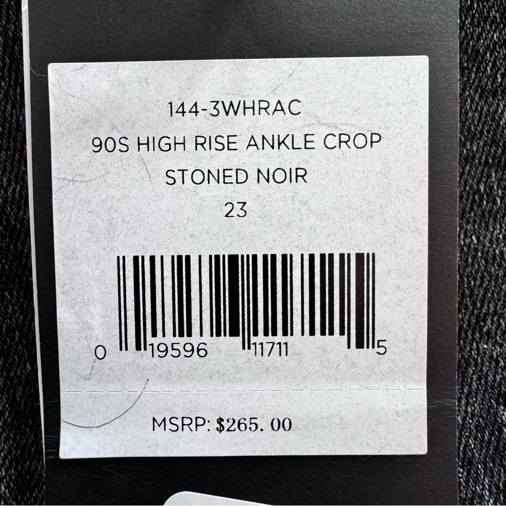RE/DONE 90s High Rise Ankle Crop Jeans Black Stoned Noir Size 23 NWT - Picture 6 of 6